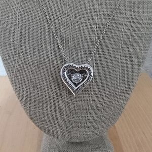 Heart Necklace With Dancing Stone